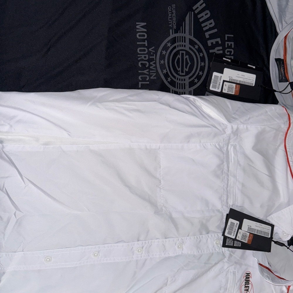 Harley-Davidson White Casual Button Down Shirt and T shirt